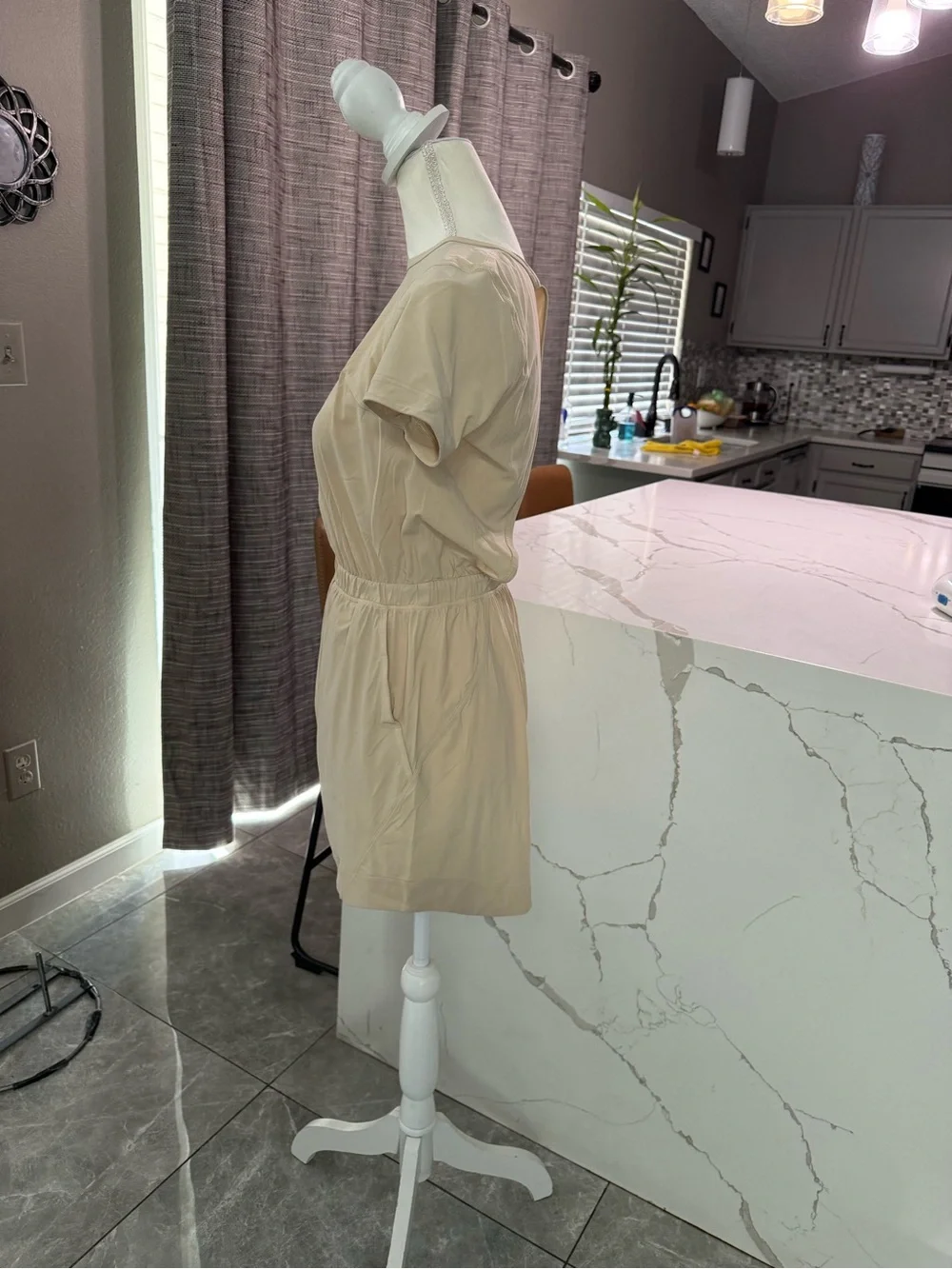 lululemon Beige Short Sleeve Romper